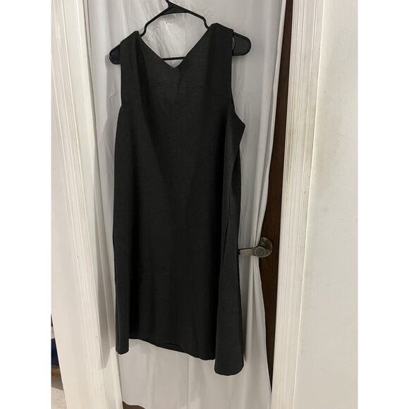 Eileen Fisher Gray Boxy Shift Midi Dress Sz M Drop Waist Minimalist Office - Picture 6 of 6